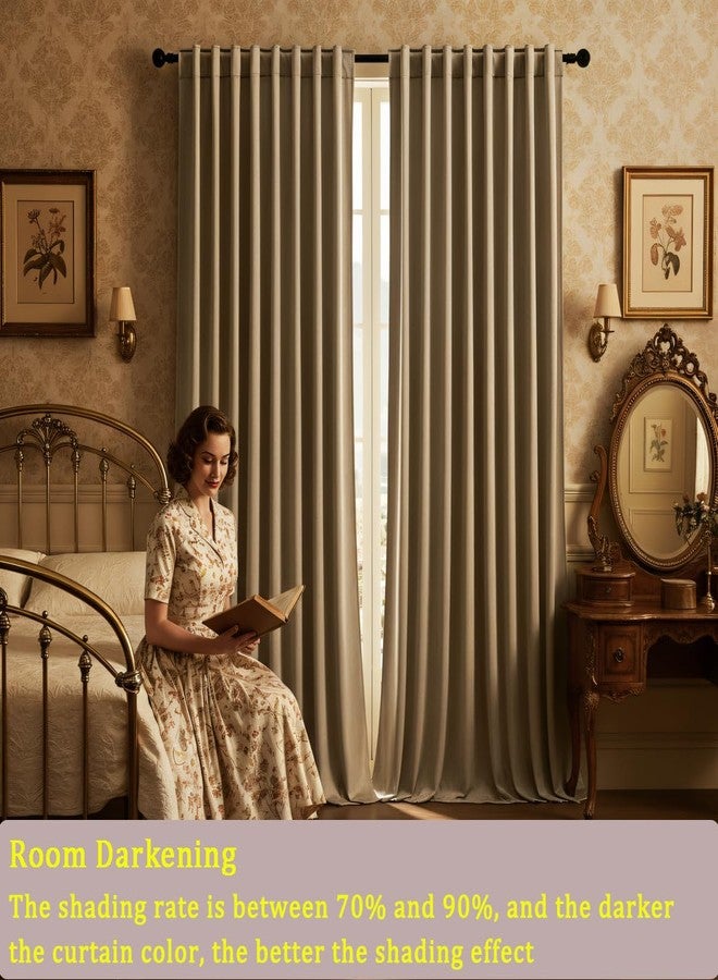 Timeper Taupe Velvet Curtains 84 inches 2 Panels, Light Blocking Curtains for Bedroom Living Room Thermal Insulated Luxury Super Soft Window Drapes,Back Tab & Rod Pocket,W52 x L84 inches - Image 5